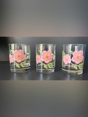 Franciscan Desert Rose Glasses Set 3 Double Old Fashioned Anthropologie Style